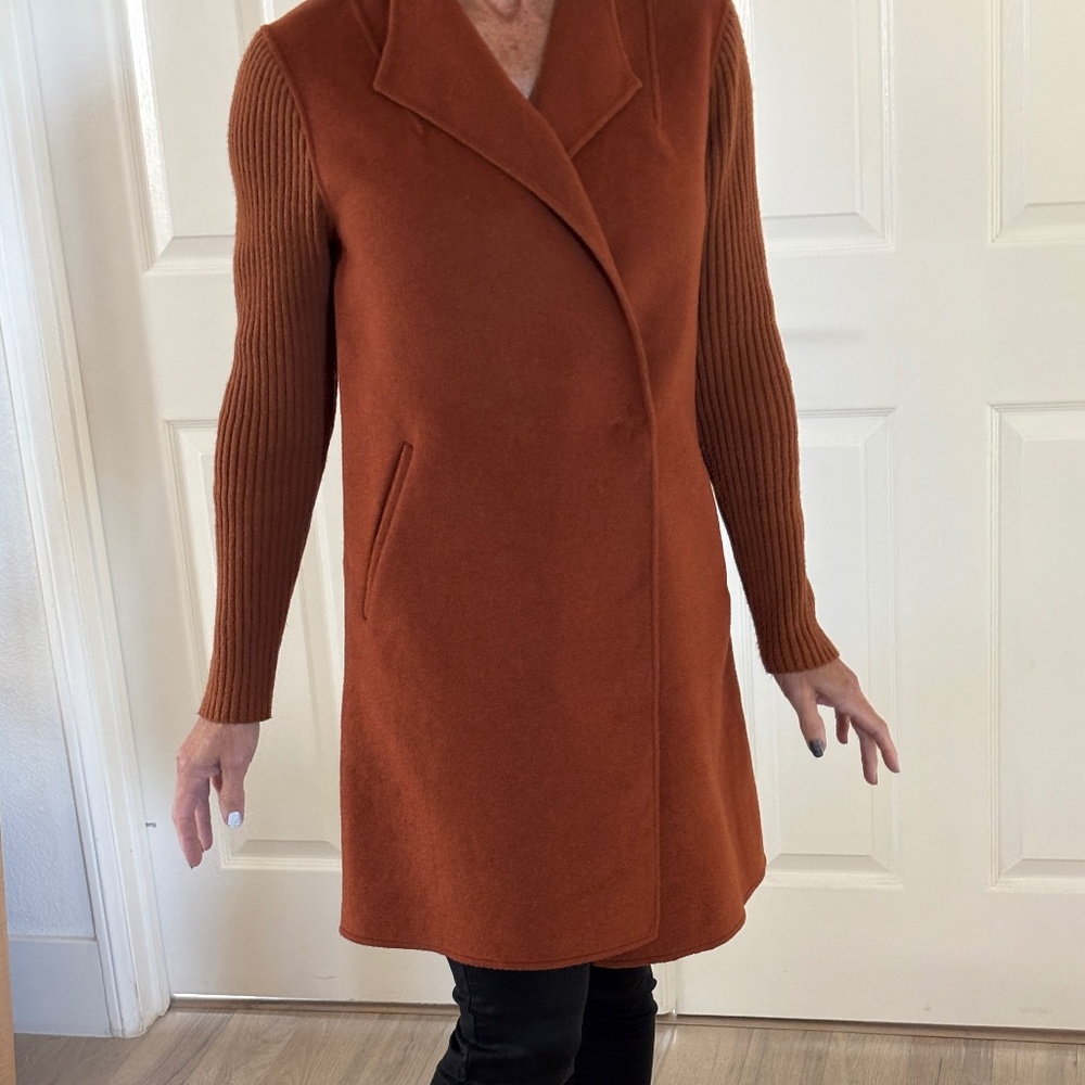 Kenneth Cole Wool Blend Coat - Burnt Orange / Chestnut Brown Size PXS - Picture 5 of 13